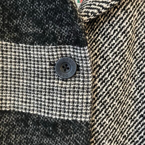 NWT Desigual Wool Blend Coat Womens 4 Tweed Embroidered Plaid Artsy Jacket Pea - Picture 6 of 16
